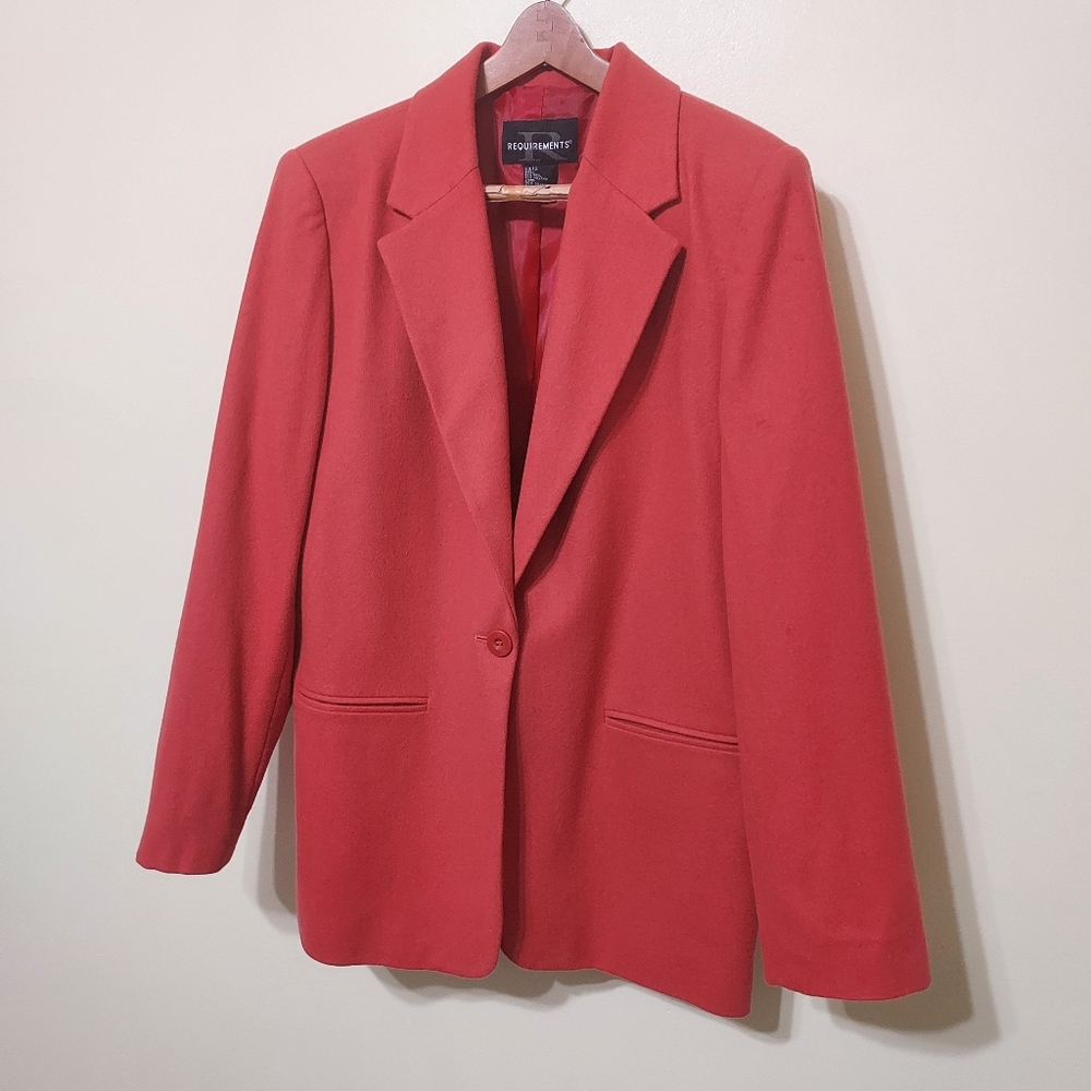 Vintage Requirements Coral Orange Wool blend blazer Office Career Church Fall